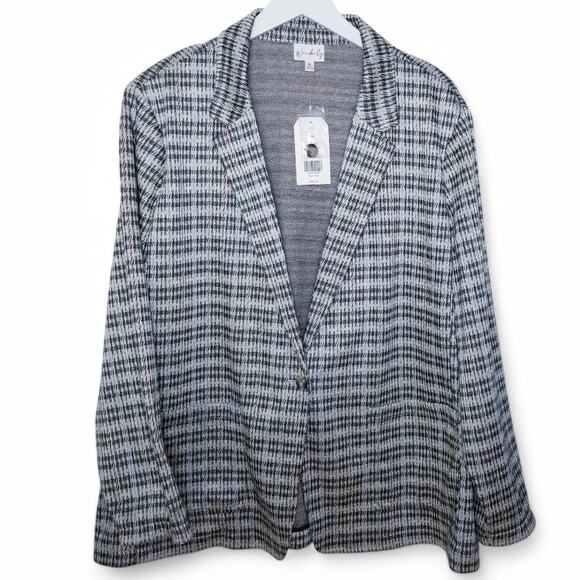 3 FOR $25 - *NEW* WONDERLY Knit Houndstooth One-Button Blazer - Size 4X - Picture 1 of 7